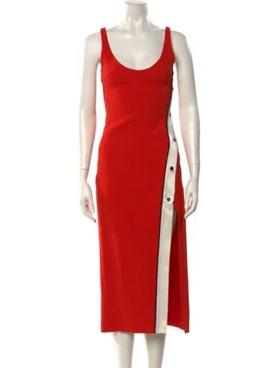 Pre-owned David Koma Scoop Neck Long Dress W/ Tags In Red
