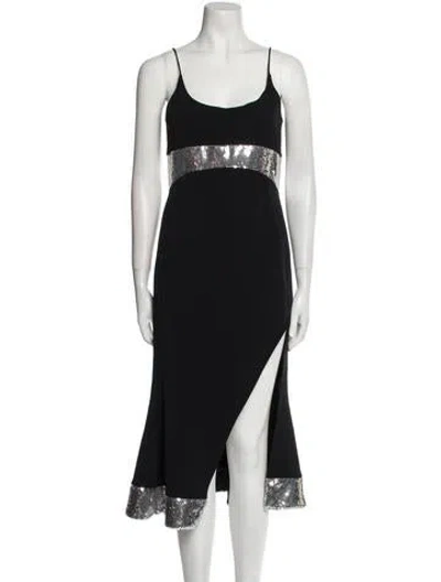 Pre-owned David Koma Scoop Neck Midi Length Dress In Black