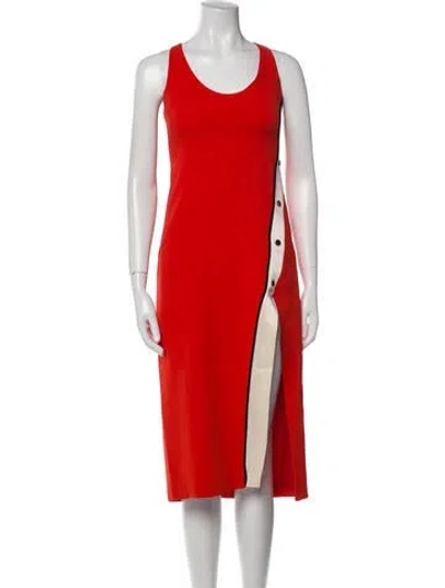 Pre-owned David Koma Scoop Neck Midi Length Dress In Orange