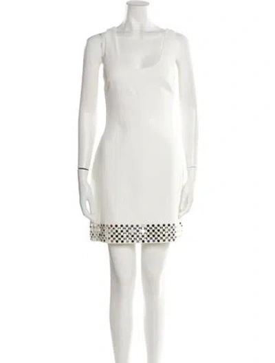 Pre-owned David Koma Scoop Neck Mini Dress In Neutral