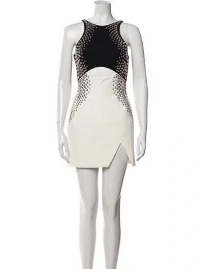 Pre-owned David Koma Scoop Neck Mini Dress In White