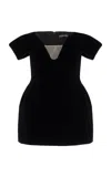 David Koma Sculpted Off-the-shoulder Velvet Mini Dress In Black