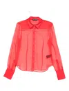 David Koma Semi-sheer Panelled Shirt In Red