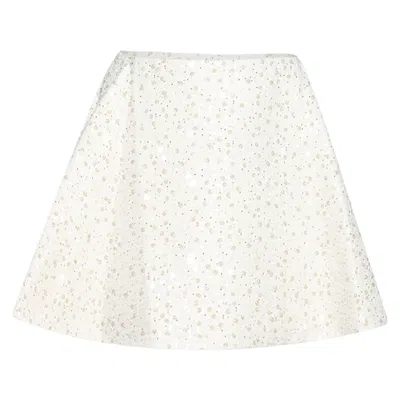 Pre-owned David Koma Sequin Boucle A-line Mini Skirt 'white' | Women's Size 6