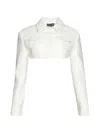 David Koma Sequin-embellished Cropped Jacket In White