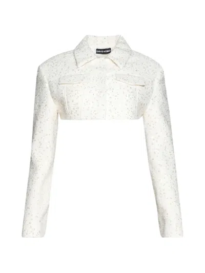 David Koma Sequin-embellished Cropped Jacket In White