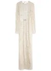 David Koma Sequin-embellished Metallic Open-knit Gown In Cream