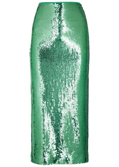 David Koma Sequin-embellished Midi Skirt In Green