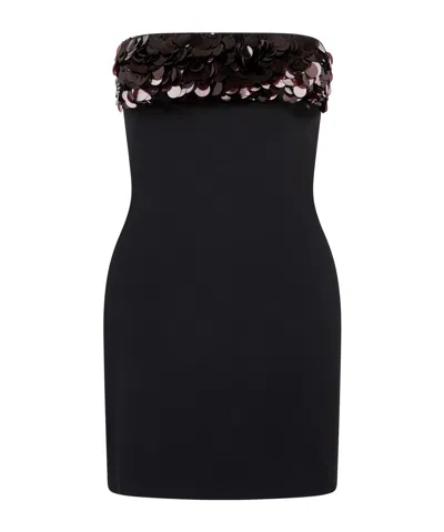 David Koma Sequin-embellished Strapless Dress In Black