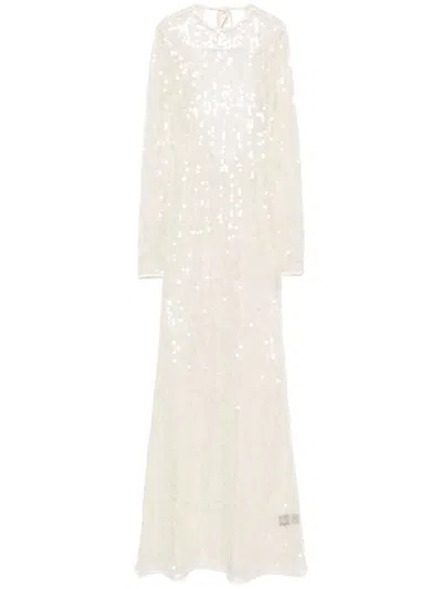 David Koma Sequin Mini Dress With Mesh Design And Open Back In Metallic