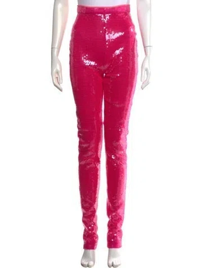 Pre-owned David Koma Sequin Skinny Leg Pants In Pink