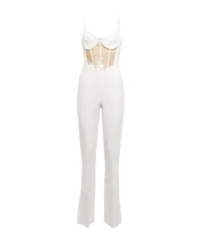 David Koma Sequined Cutout Cady Jumpsuit In White