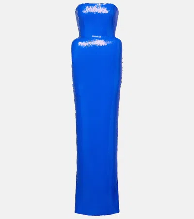 David Koma Sequined Gown In Blue