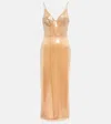David Koma Sequined Midi Dress In Beige