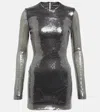 David Koma Sequined Minidress In Silver