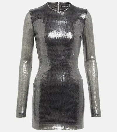 David Koma Sequined Minidress In Silver