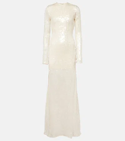 David Koma Sequined Open-back Gown In White