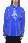 David Koma Sequined Oversized Shirt With Snap Buttons In Blue
