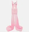 David Koma Sequined Sheer Gown In Pink