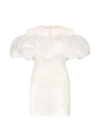 David Koma Sequin-embellished Ruffled Dress In White