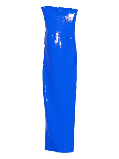 David Koma 시퀸 스트랩리스 맥시 드레스 In Blue