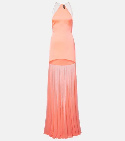 David Koma Sheer Gown In Pink