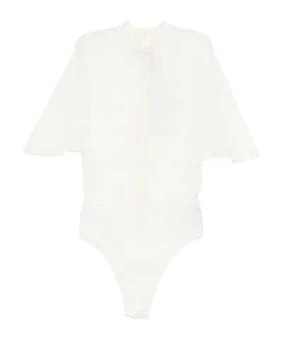 David Koma Short-sleeved Shawl Bodysuit In White