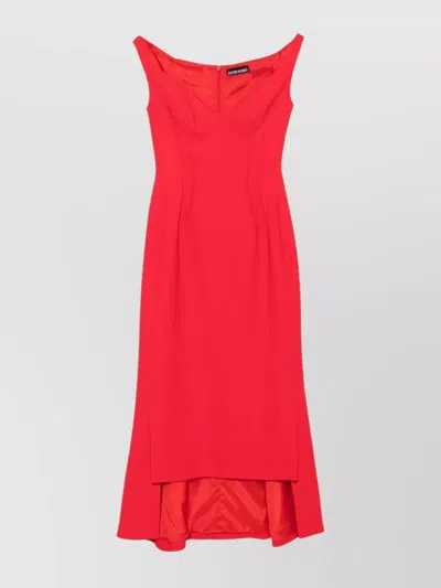 DAVID KOMA SHOULDER DART DETAIL MIDI DRESS