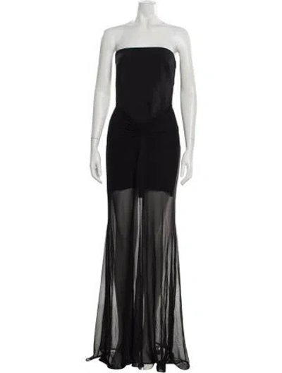 Pre-owned David Koma Silk Long Dress In Black