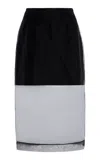 David Koma Silk Organza Midi Pencil Skirt In Black