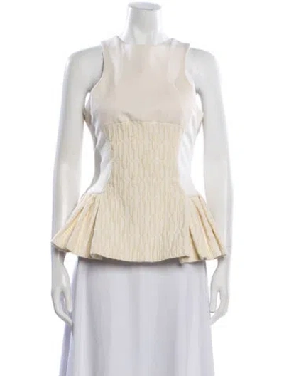 Pre-owned David Koma Silk Patterned Top W/ Tags In Neutral