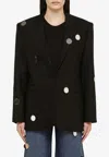 David Koma Single Breasted Jacket With Wool Mirrors In Black