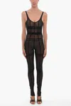 DAVID KOMA SLEEVELESS SHEER OVERALLS