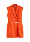 David Koma Sleeveless Stretch-wool Mini Blazer Dress In Orange