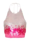 David Koma Womens Neon Pink Sequin-embellished Halter-neck Woven Top In 白色
