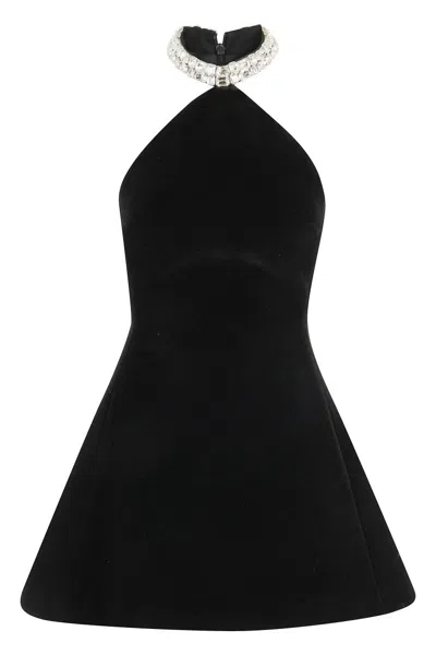 David Koma Sleeveless Velvet Mini Dress In Black