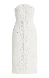 David Koma Speckled Crystal-cady Midi Dress In White