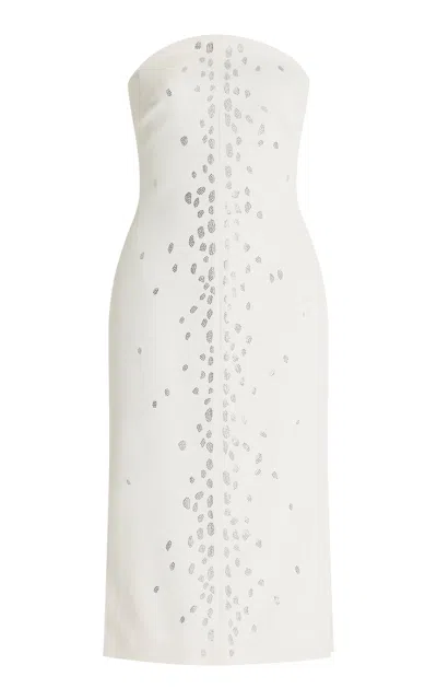 David Koma Speckled Crystal-cady Midi Dress In White