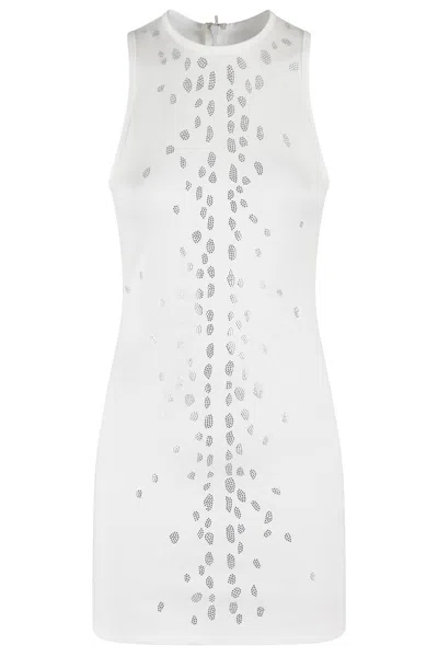 David Koma Speckled Rhinestone Embr Mini Jersey