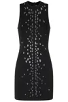 David Koma Speckled Rhinestone Embr Mini Jersey In Black