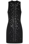 David Koma Speckled Rhinestone Embr Mini Jersey In Black Silver