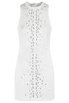 David Koma Speckled Rhinestone Embr Mini Jersey In White