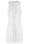 David Koma Speckled Rhinestone Embr Mini Jersey In White Silver