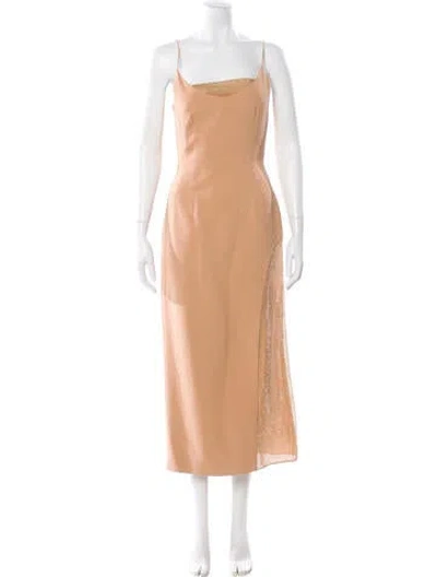 Pre-owned David Koma Square Neckline Long Dress In Brown