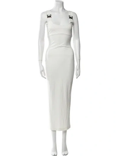 Pre-owned David Koma Square Neckline Long Dress In White