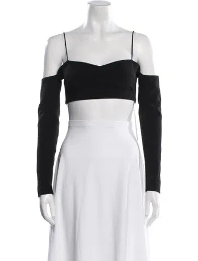 Pre-owned David Koma Square Neckline Long Sleeve Crop Top In Black