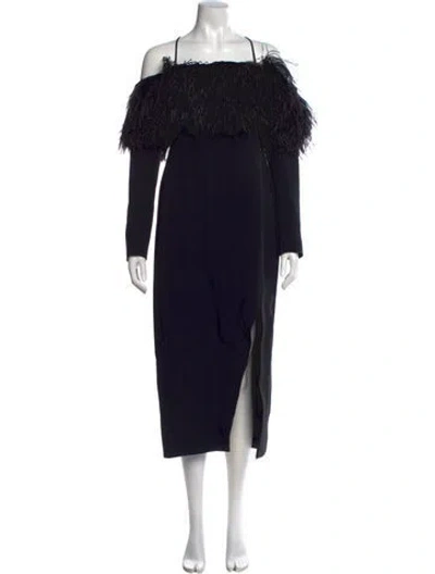 Pre-owned David Koma Square Neckline Midi Length Dress In Black