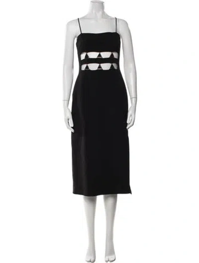 Pre-owned David Koma Square Neckline Midi Length Dress In Black