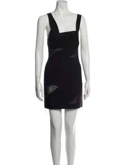 Pre-owned David Koma Square Neckline Mini Dress In Black