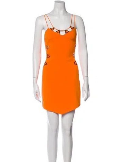 Pre-owned David Koma Square Neckline Mini Dress In Orange